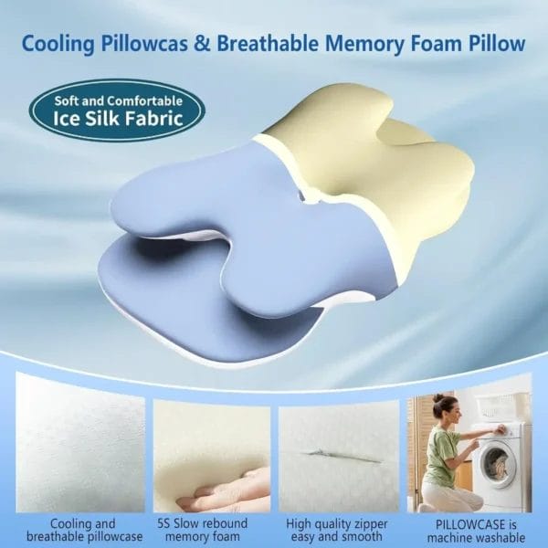 Ice Silk Memory Foam Pillow for Sleep Apnea - Image 3